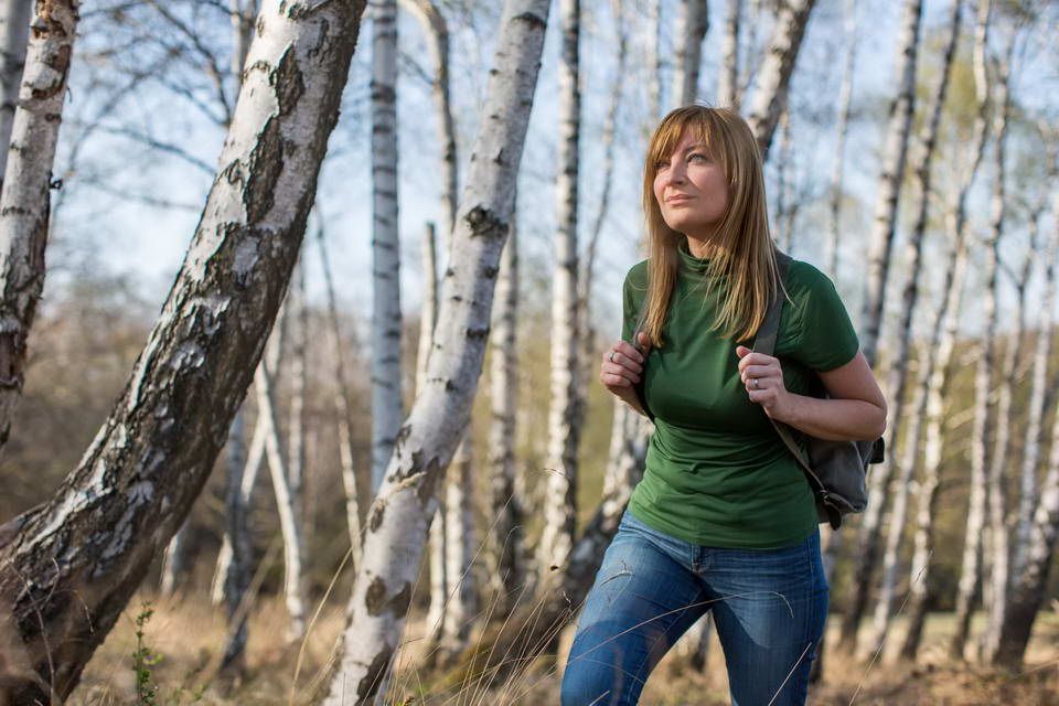 Natalia Schindler, founder of Belorganic, in a birch forest