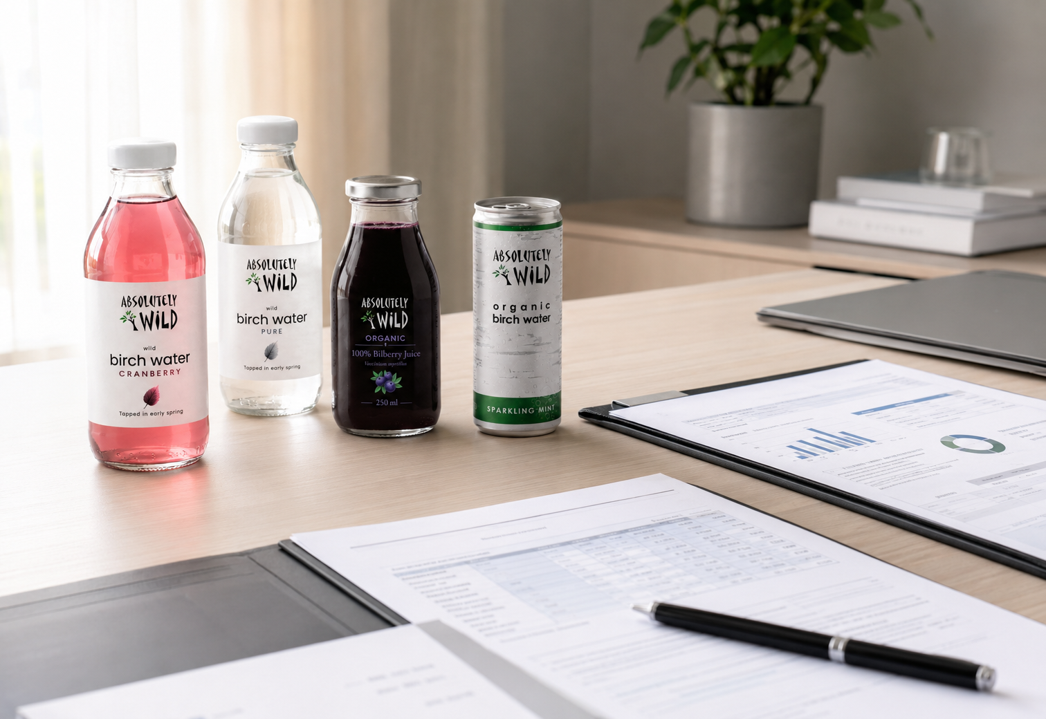 Absolutely Wild organic birch water products with Belorganic buyer documents